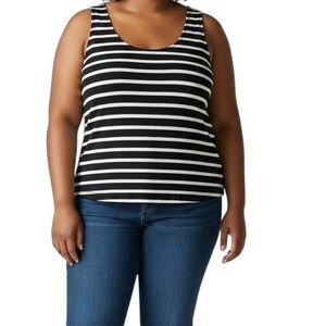 The Look Women’s Size 1X Navy and White Striped Top